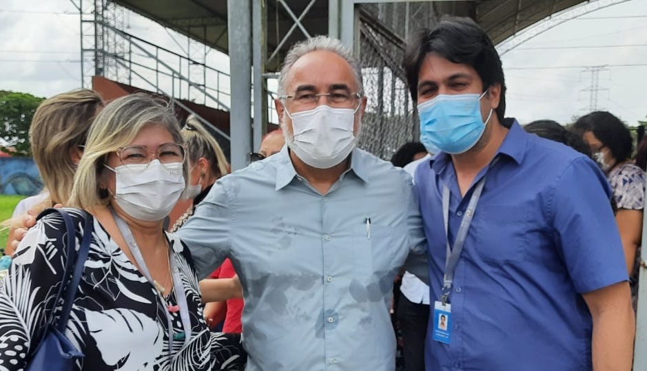 Sulamita Rodrigues, o prefeito Edmílson Rodrigues e Arnoud Lima
